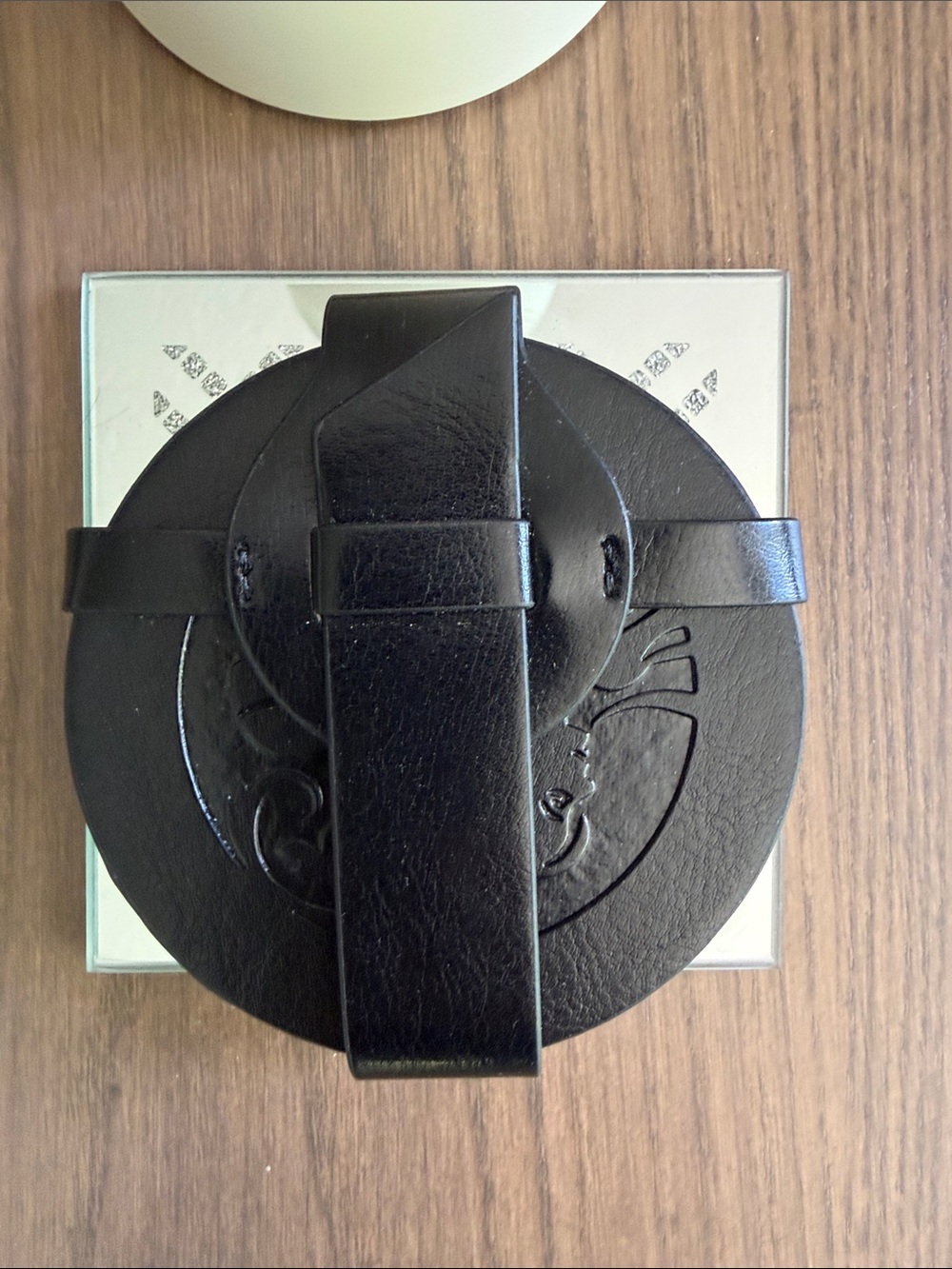 Two Sisters Winery / Vineyard Black Round Leather Drink Coasters